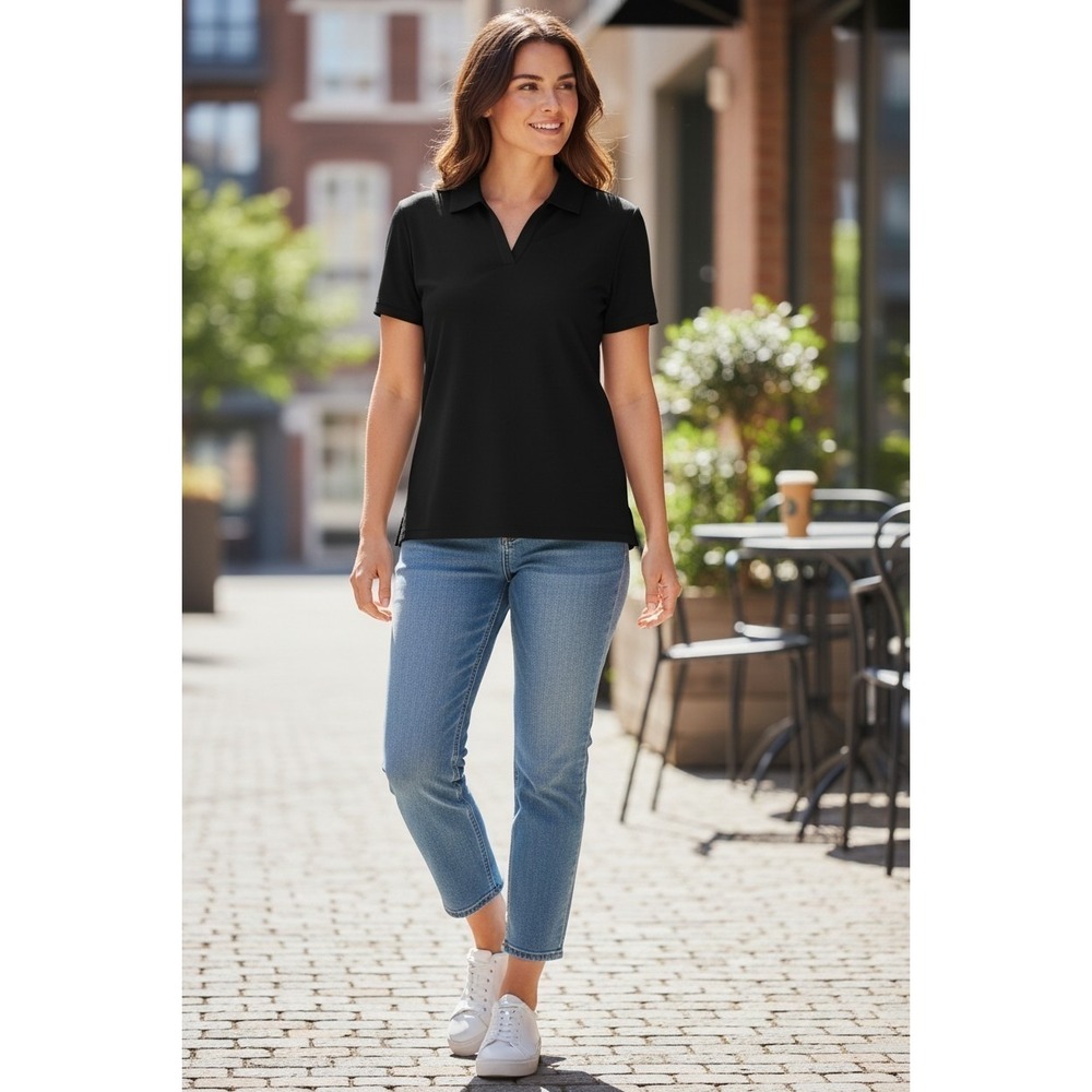 TBY Travels Together With You Polo Shirt Womens X Black Stretch Performance Golf